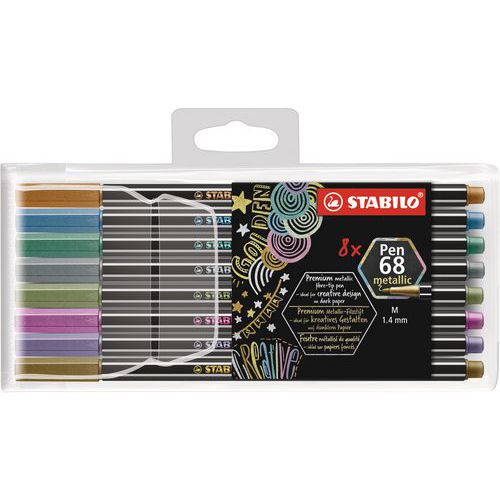 Etui 8 Feutres Pte Moyen Col Métal Stabilo Pen68