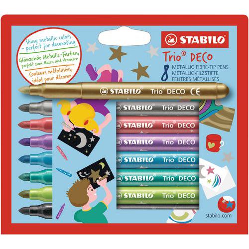 Etui Carton X 8 Feutres De Coloriage Stabilo Trio Deco Métal