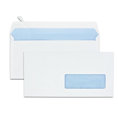Enveloppes Autocollantes Blanches À Fenêtre 80gr 110x220mm Dl