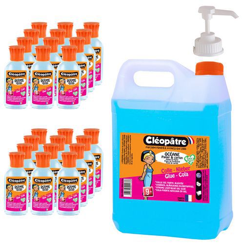 Schoolpack 24 Flacons 50 Ml Et 1 De 5 L Colle Océane Bleue