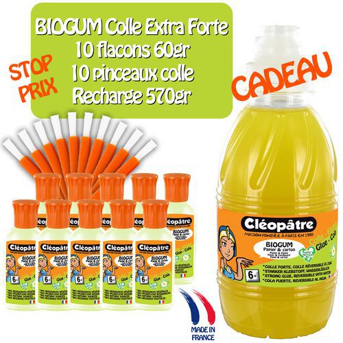 Biogum ensemble de 10 flacons 60 ml avec applicateur - Cléopâtre