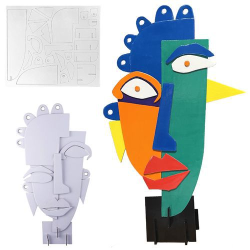 Lot de 5 sculptures carton - visage destructuré