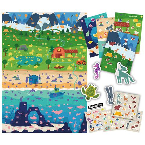 Atelier 12 enfants gommettes format géant animaux - Gribouillart
