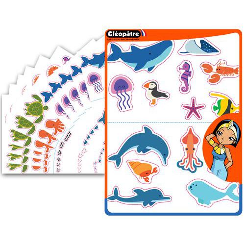 Assortiment 480 gommettes animaux mer/plage