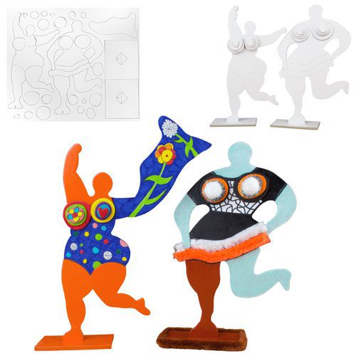 Lot de 5 sculptures carton - les nanas