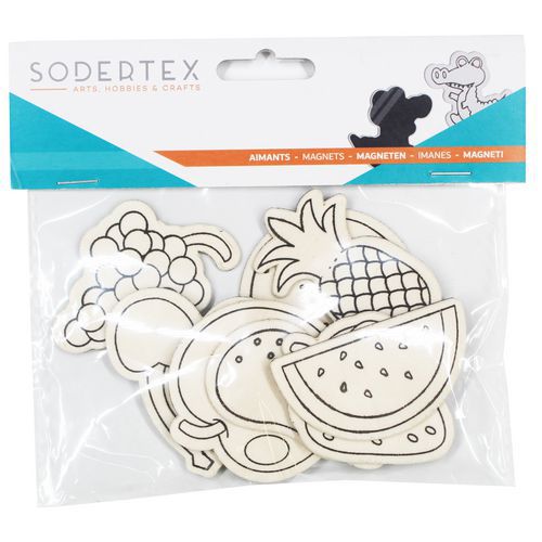 Pack d'aimants Fruits en bois à colorier - 9 pcs