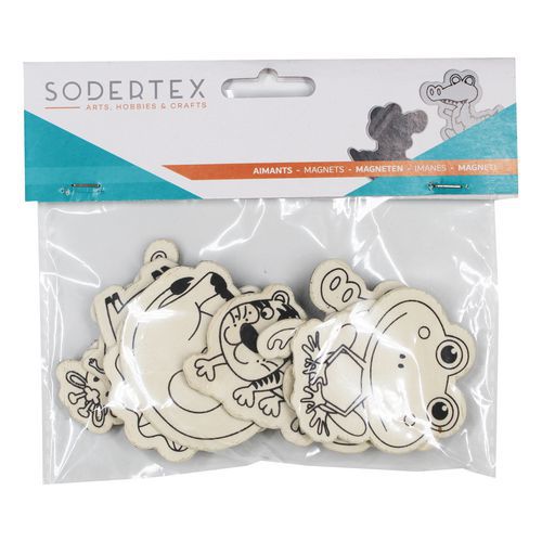 Pack D'aimants Animaux En Bois À Colorier - 9 Pcs