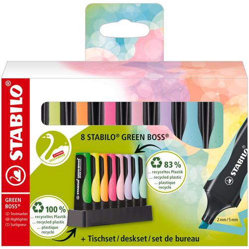 Set De 8 Surligneurs Stabilo Green Boss Pastel/fluo