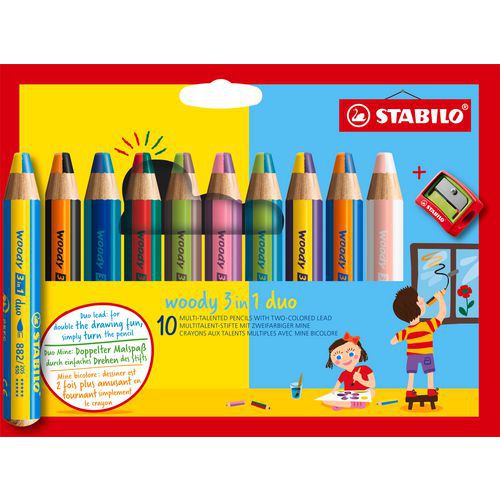 Etui de 10 crayons multi-talents woody 3 in 1 duo - Stabilo