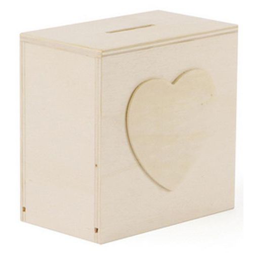 Tirelire motif cœur en bois à décorer 100x100x60 mm - Graine créative