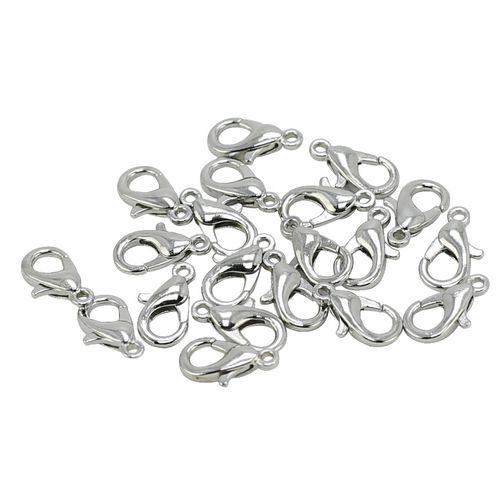 Fermoirs mousquetons 14 mm argente lot de 20 - O-Color