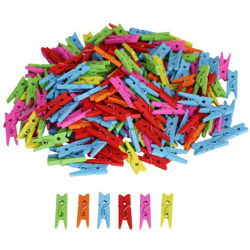 Lot de 450 450 mini pinces à linge couleurs assorties - O-Color