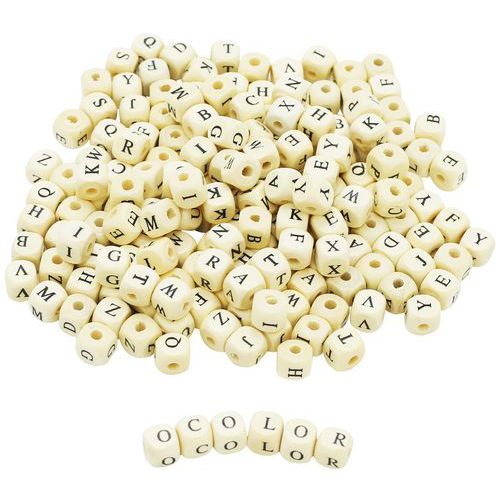 Sachet 440 Perles Cubes Bois Alphabet 10mm