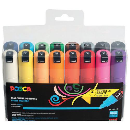 Set 16 markers assortis pointe conique large PC7M - Posca
