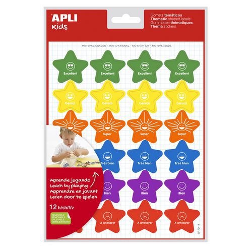 Pack 12 Feuilles Gommettes Motivation Étoiles
