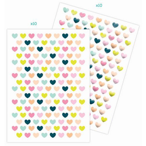 Gommettes Cœur Métallisées & Pastel X2720 Unités