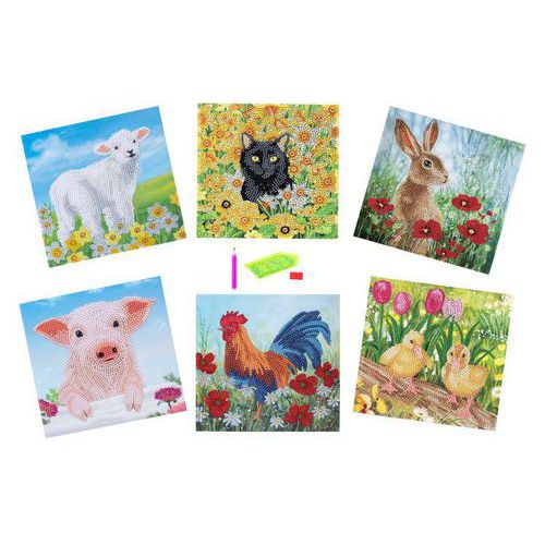 Atelier cartes à diamanter bébés animaux x6