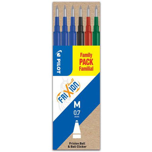 Set de 6 recharges pointe 0,7mm couleurs assorties - Pilot Frixion