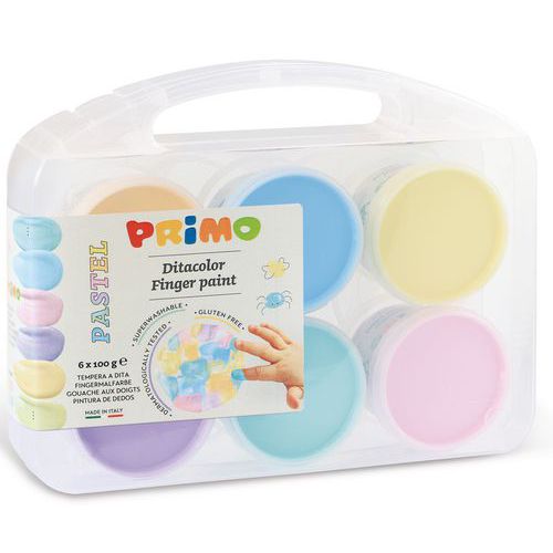 Set 6 pots 100g gouache aux doigts pastel - Primo
