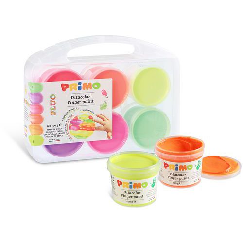 Set 6 Pots 100g Gouache Aux Doigts Fluo