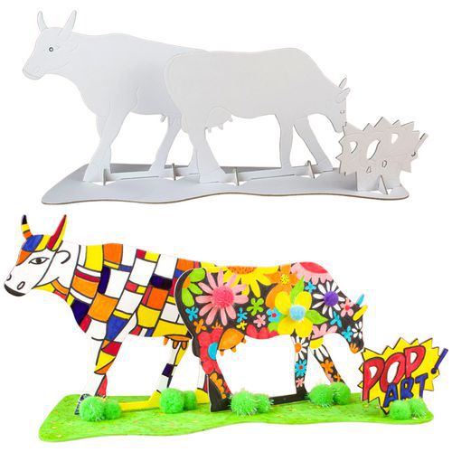 Lot De 5 Sculptures Carton - Vaches