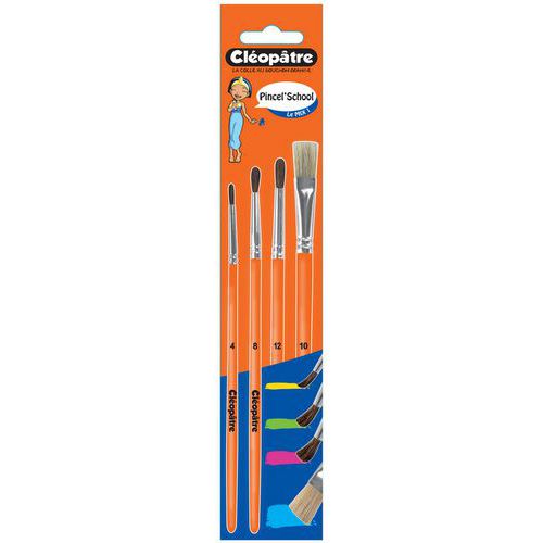 Set 3 Pinceaux 4/8/12 + 1 Brosse 10