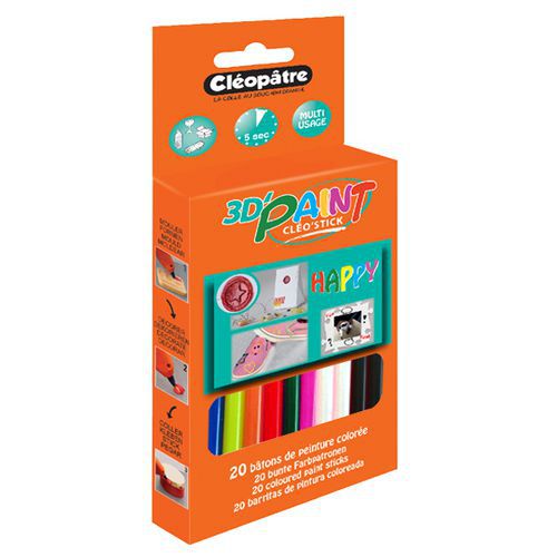 Recharge 20 bâtons de colle peinture vives 3d assorties - Cléopâtre