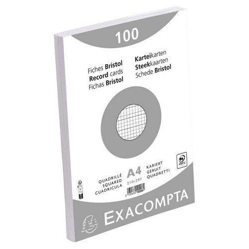 Fiche Film Bristol Quadrillé 5x5 210x297mm Blanc Non Perforé.