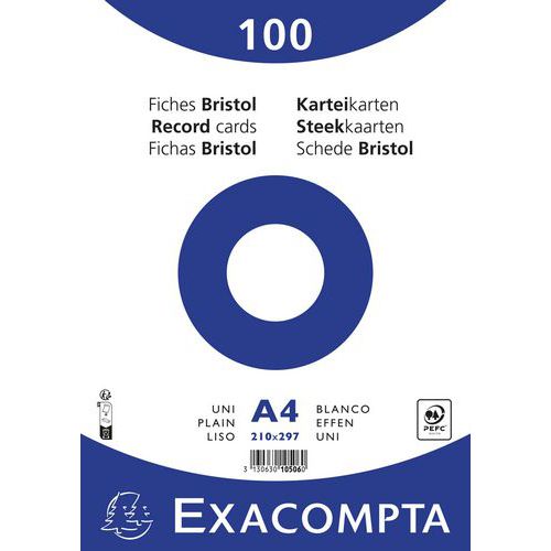Fiche Film Bristol Uni 210x297mm Blanc Non Perforé.