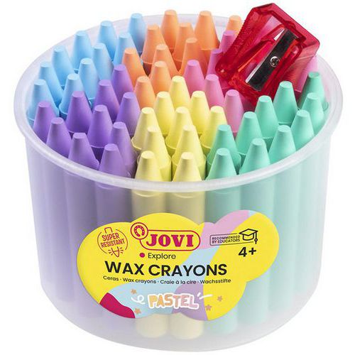 Pot De 60 Craies À La Cire Jumbo Couleurs Pastels Assorties