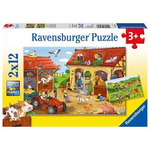 Puzzles 2 x 12 pièces le travail à la ferme - Ravensburger