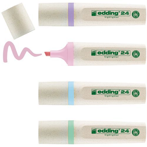 Boite De 4 Surligneurs Ecoline Couleurs Pastels