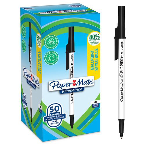 Stylo bille pointe moyenne 1mm Paper Mate KILOMETRICO noir