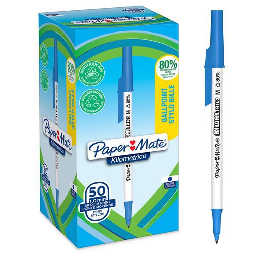 Stylo Bille Pointe Moyenne 1mm Paper Mate Kilometrico Bleu