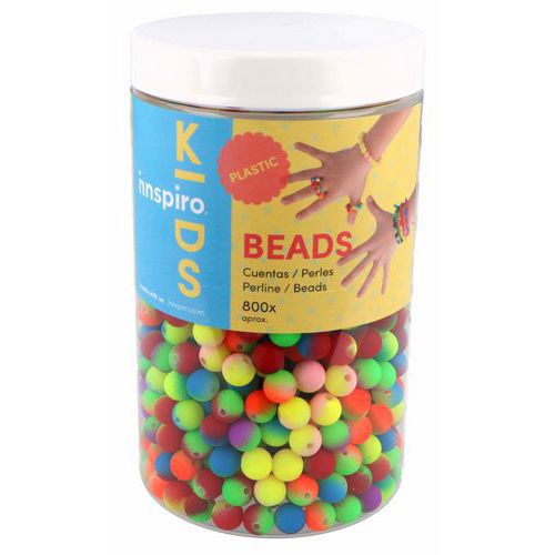 Sachet 800 Perles Plastique Rondes Multicolore Fluo Ø 8 Mm