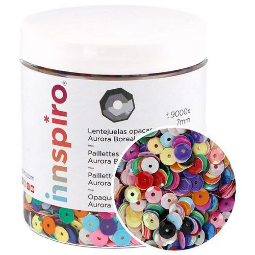 Bocal de 120 g sequins opaques brillants couleurs assorties - Innspiro