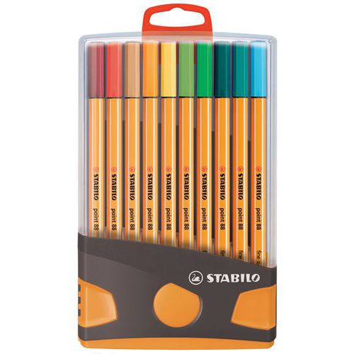 Etui rigide de 20 stylos-feutres point 88 couleurs assorties - Stabilo