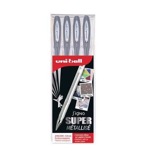 Pochette De 4 Stylo Gel Uni-ball Signo - Argent