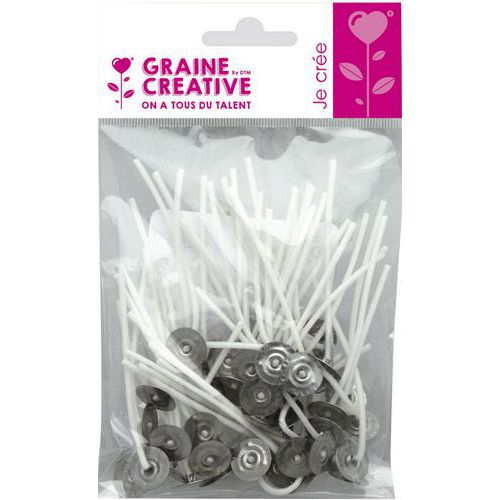 Sachet de 50 mèches à bougie 7 cm sur pied - Graine créative