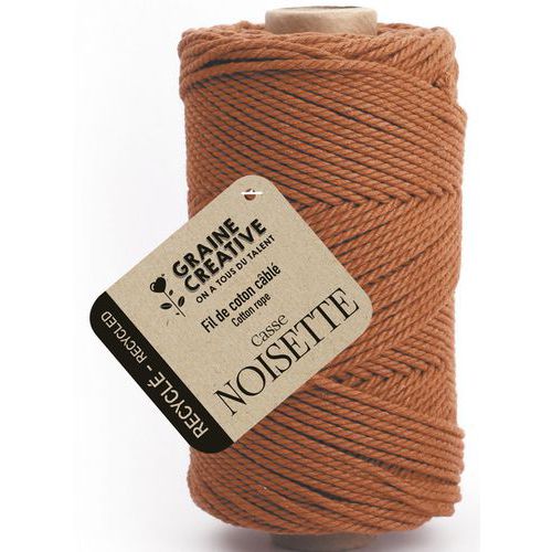 Bobine de 100m de coton câblé recyclé 2mm - Noisette