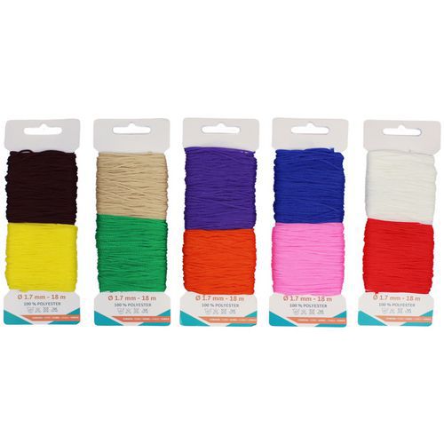 Lot de 10 cordons colorés de 18 m, non élastique