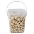 Seau 600 perles bois naturel tailles assorties - O-Color