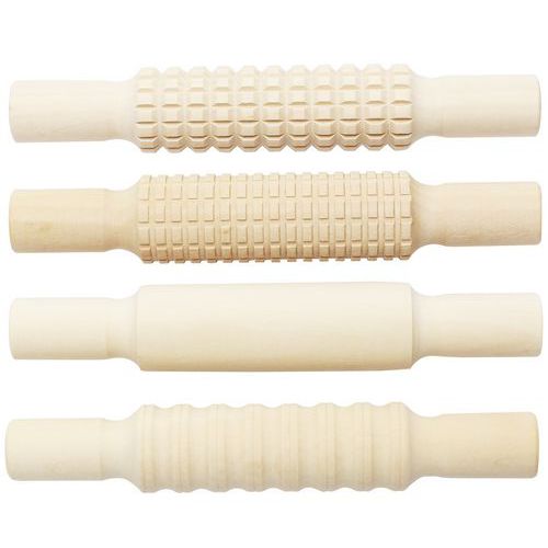 Lot De 4 Rouleaux En Bois À Empreintes 21 Cm