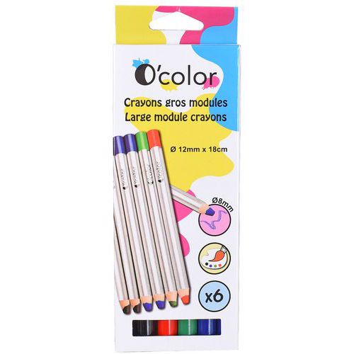 Boite 6 crayons marqueurs effacables - O-Color
