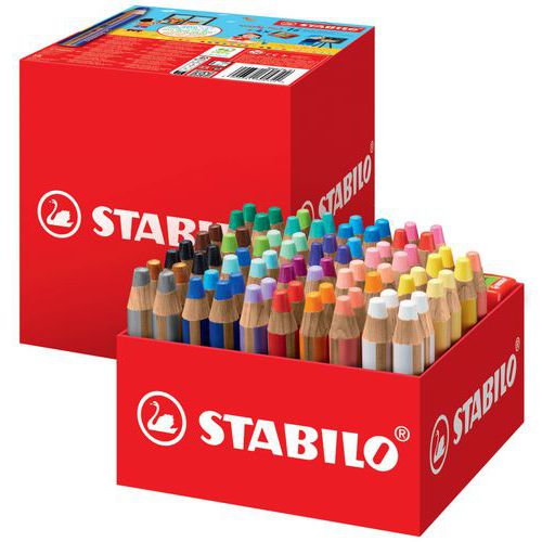 Maxi schoolpack 76 crayons woody 3 in 1 + 4 taille-crayons - Stabilo