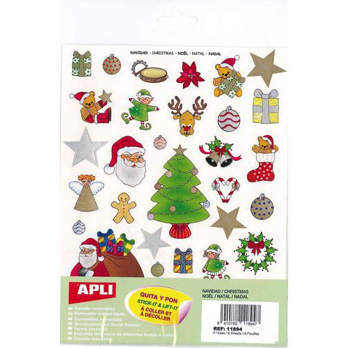 Pochette 6 feuilles gommettes Noël - Apli Kids