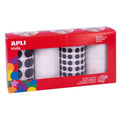 Lot 4 Rouleaux Gommettes Rond Noir/blanc 105-20mm
