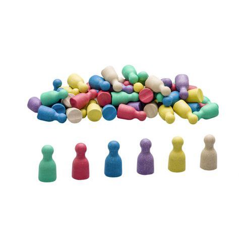 Lot 60 Pions Bois 6 Couleurs