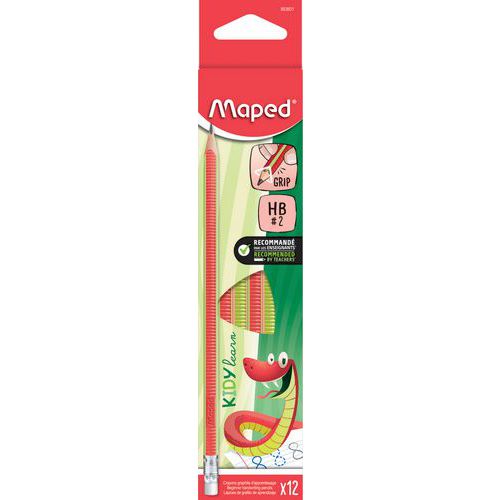Crayon noir en résine triangulaire et texturé embout gomme - Maped