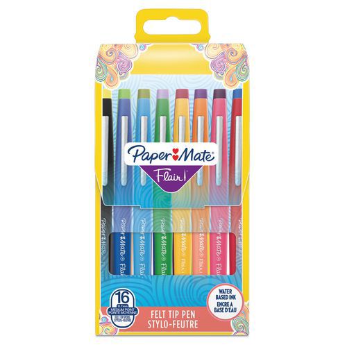 Pochette De 16 Feutres Pointe Moyenne Paper Mate Flair
